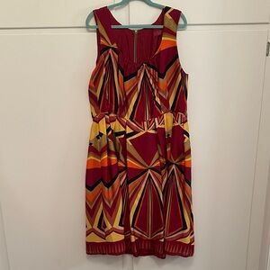 LIKE NEW Melissa Masse Silk Purple Red Orange Midi Sleeveless Dress